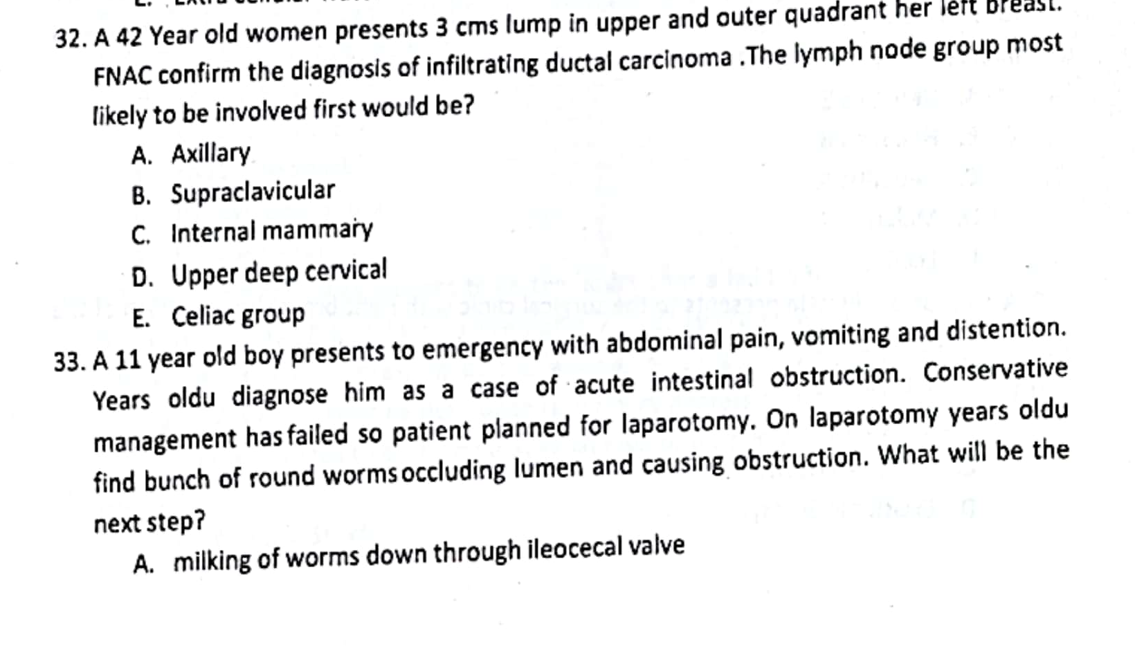 ans 32. A 42 Year old women presents 3 cms lump