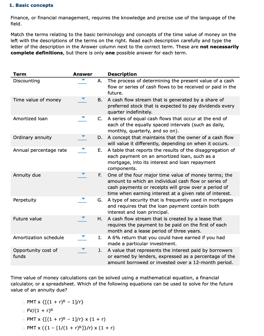 1. Basic concepts Finance, or financial