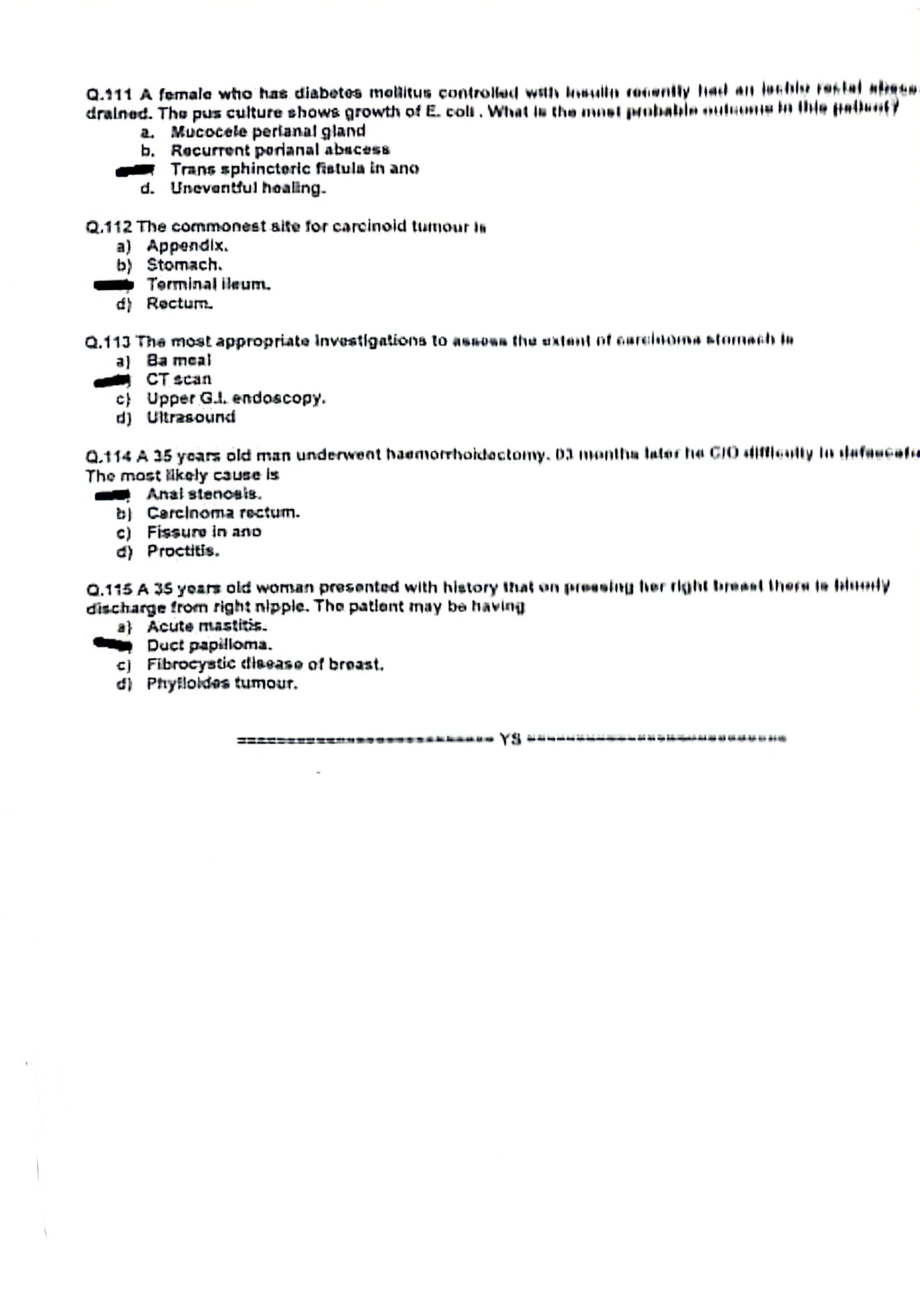 ans Q.111 A female who has diabetes mellitus