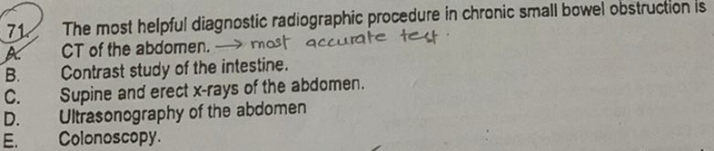 ans 71 The most helpful diagnostic radiographic