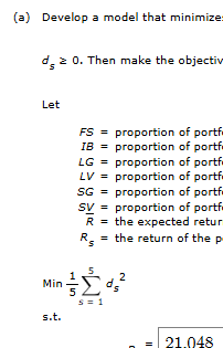 (a) Develop a model that minimize 0_ 2 0. Then