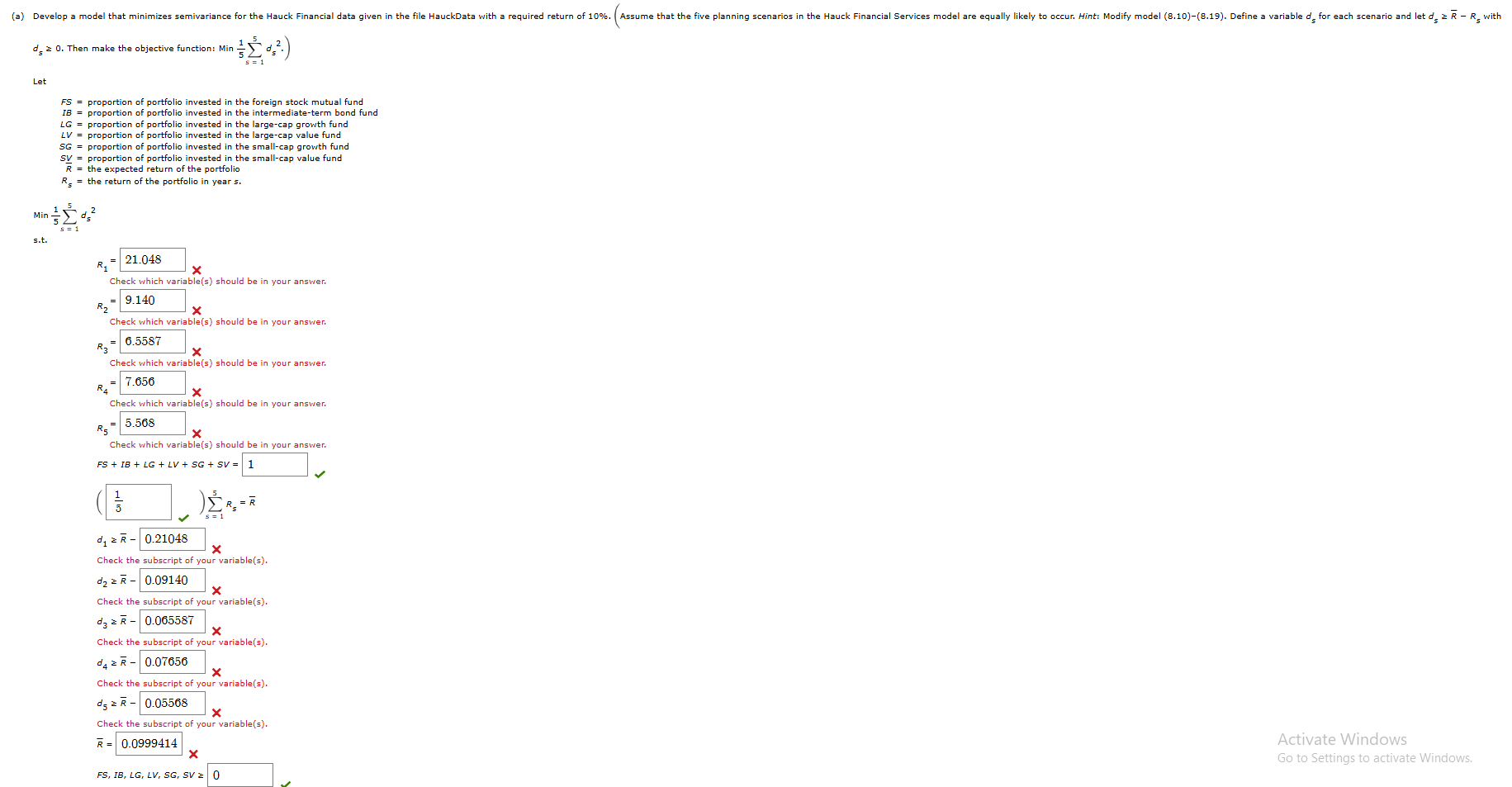 (a) Develop a model that minimize 0_ 2 0. Then
