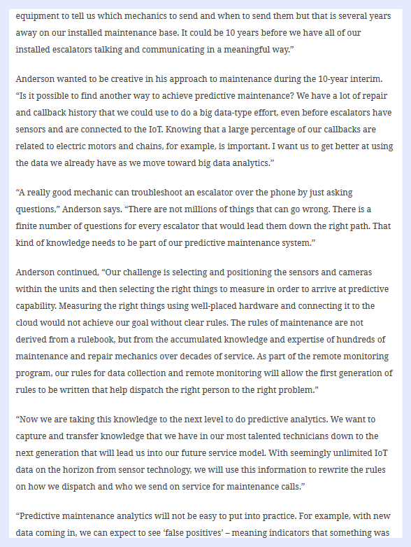 Case for Analysis is Hermitage Escalator company