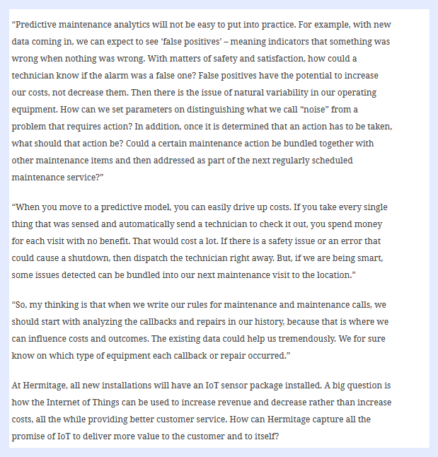 Case for Analysis is Hermitage Escalator company