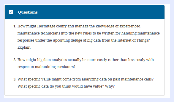 Case for Analysis is Hermitage Escalator company