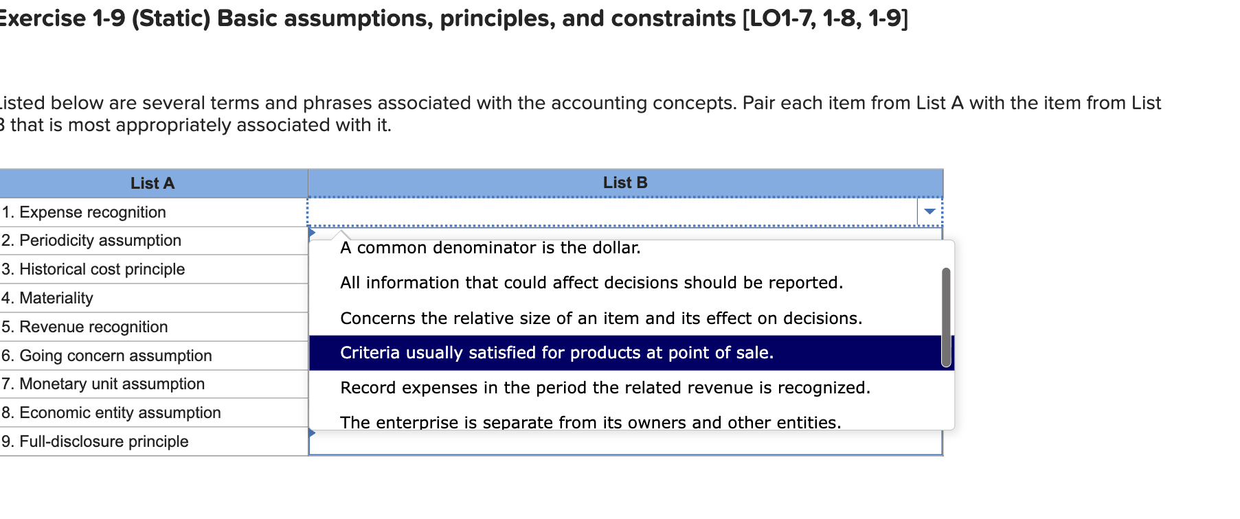 j =xercise 1-9 (Static) Basic assumptions,