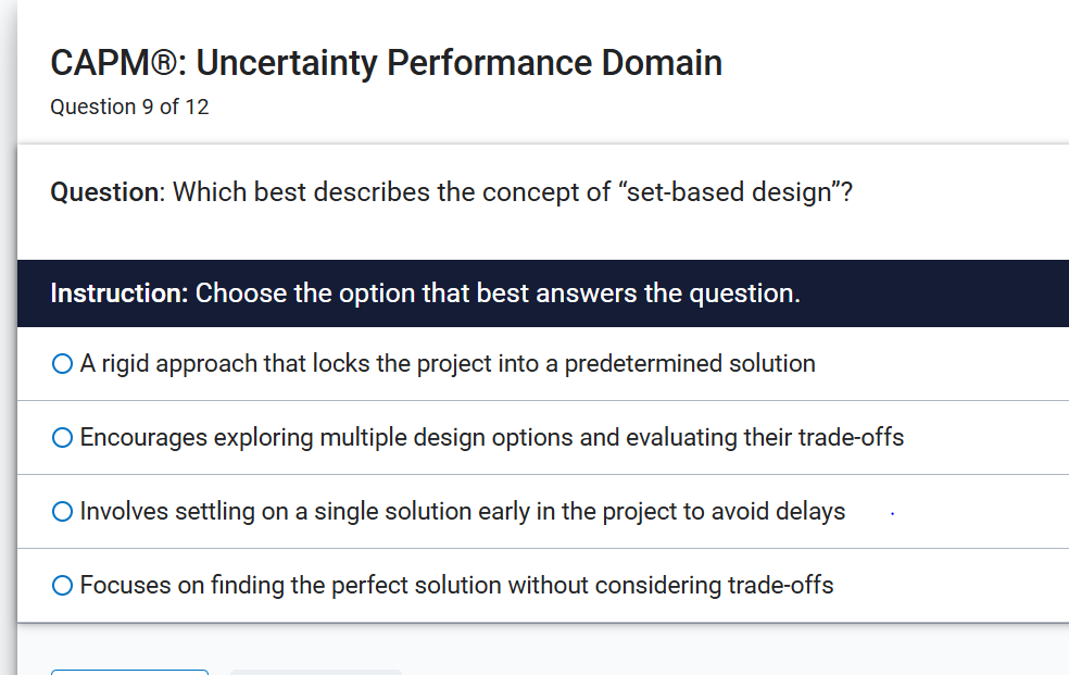Regarding CAPM project management, select best