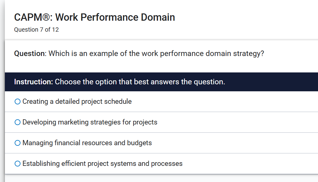 Regarding CAPM project management, select best