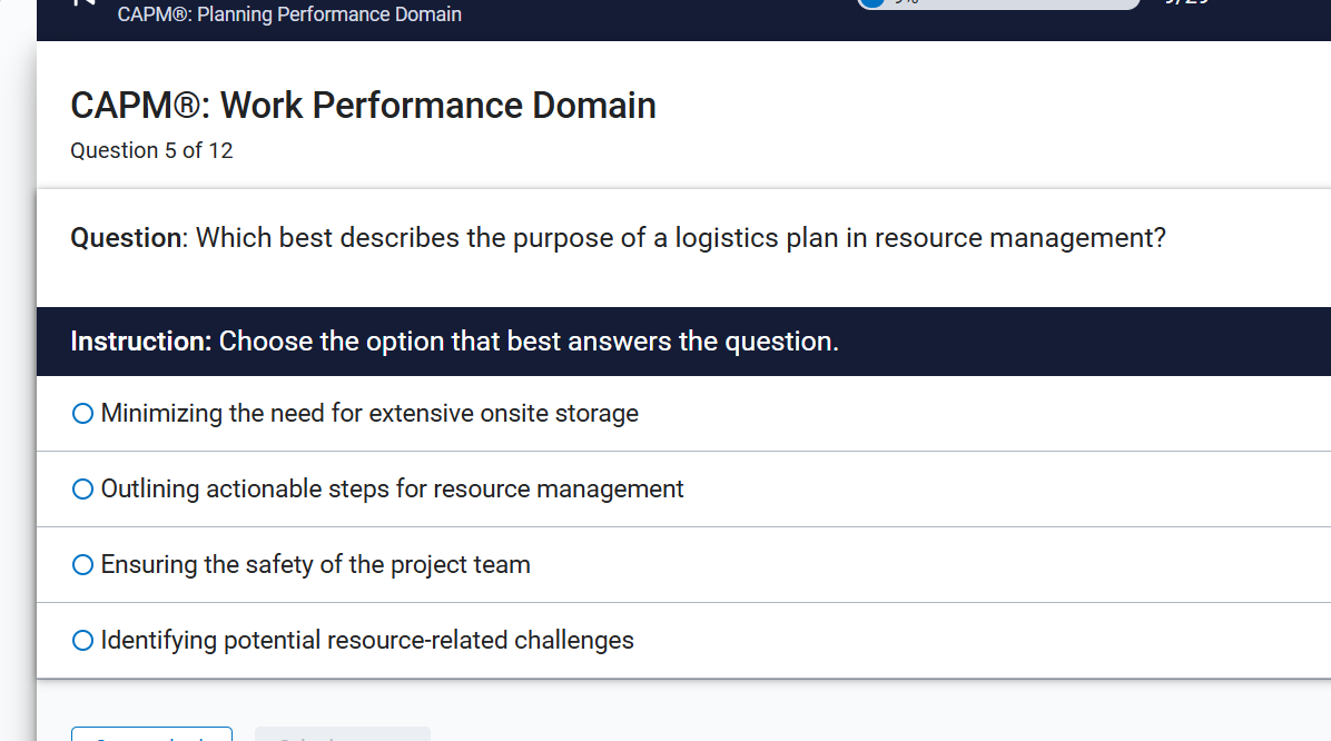 Regarding CAPM project management, select best