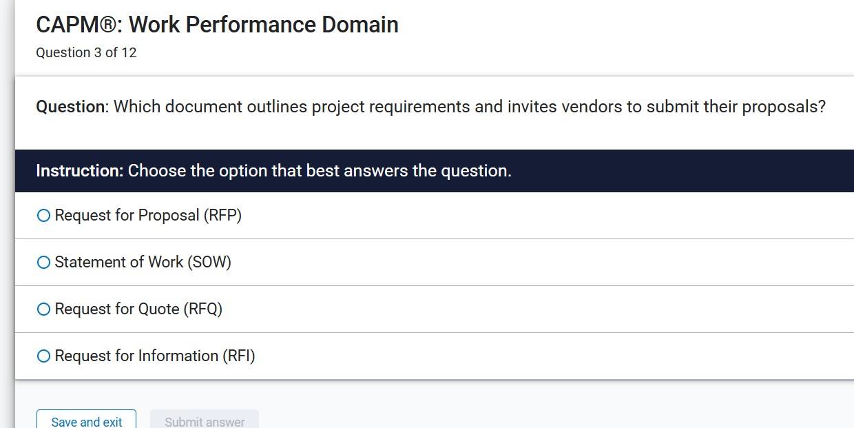 Regarding CAPM project management, select best