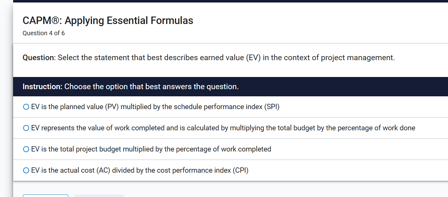Regarding CAPM project management, select best