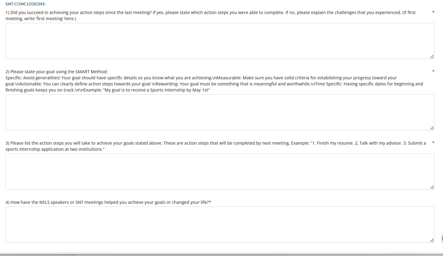 complete this for three different meetings. SNT