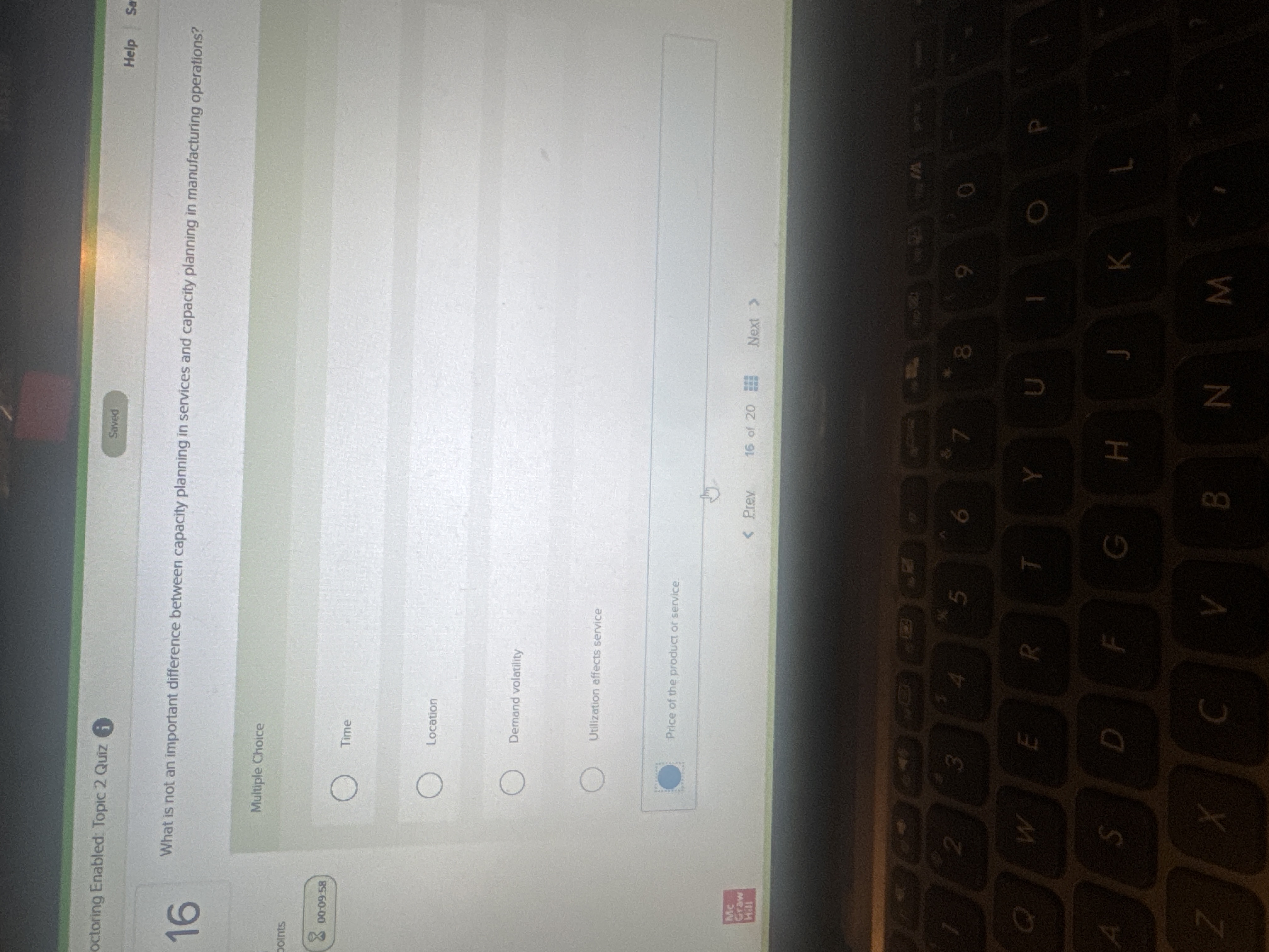 octoring Enabled Topic 2 Quiz i Saved Help Sa 16