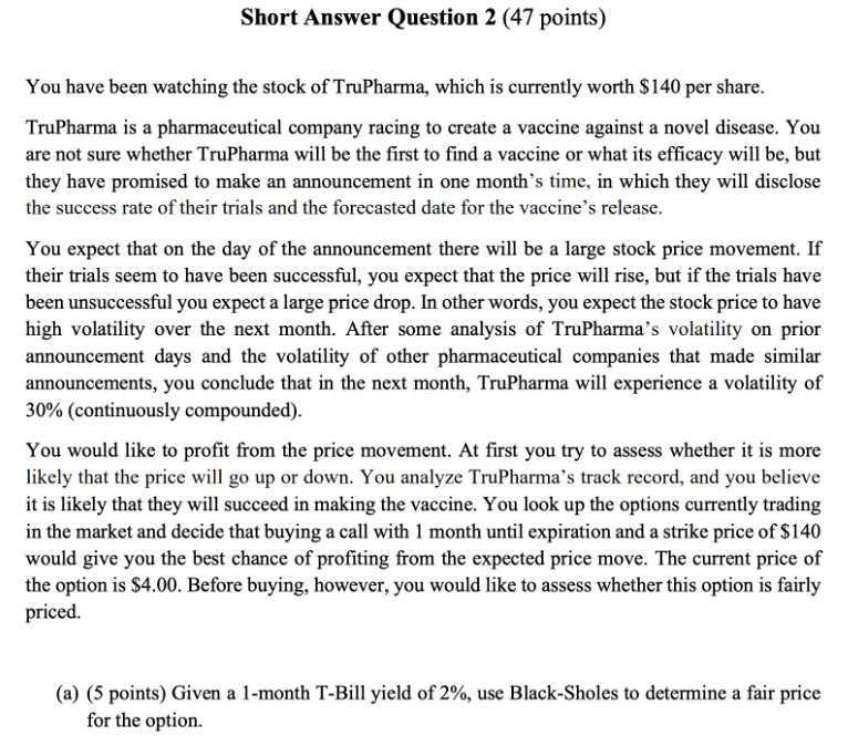 Hi, This is a task on pricing in Black-Scholes.