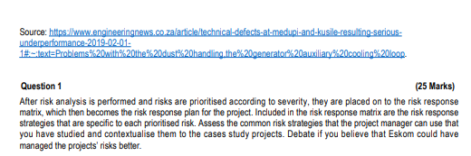 FORMATIVE ASSESSMENT 1 [100 MARKS] Read the case