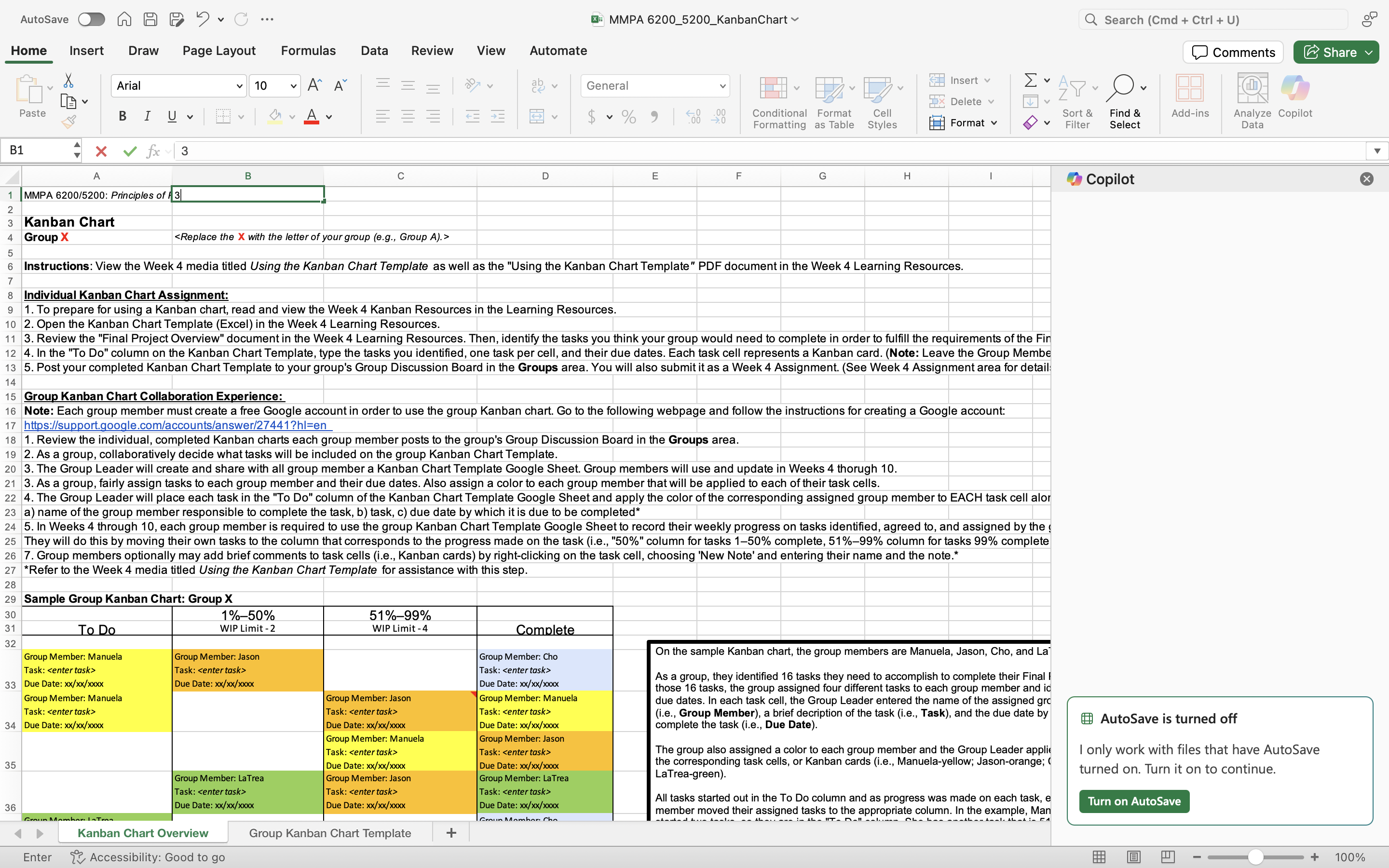 An individual original Kanban chart that includes