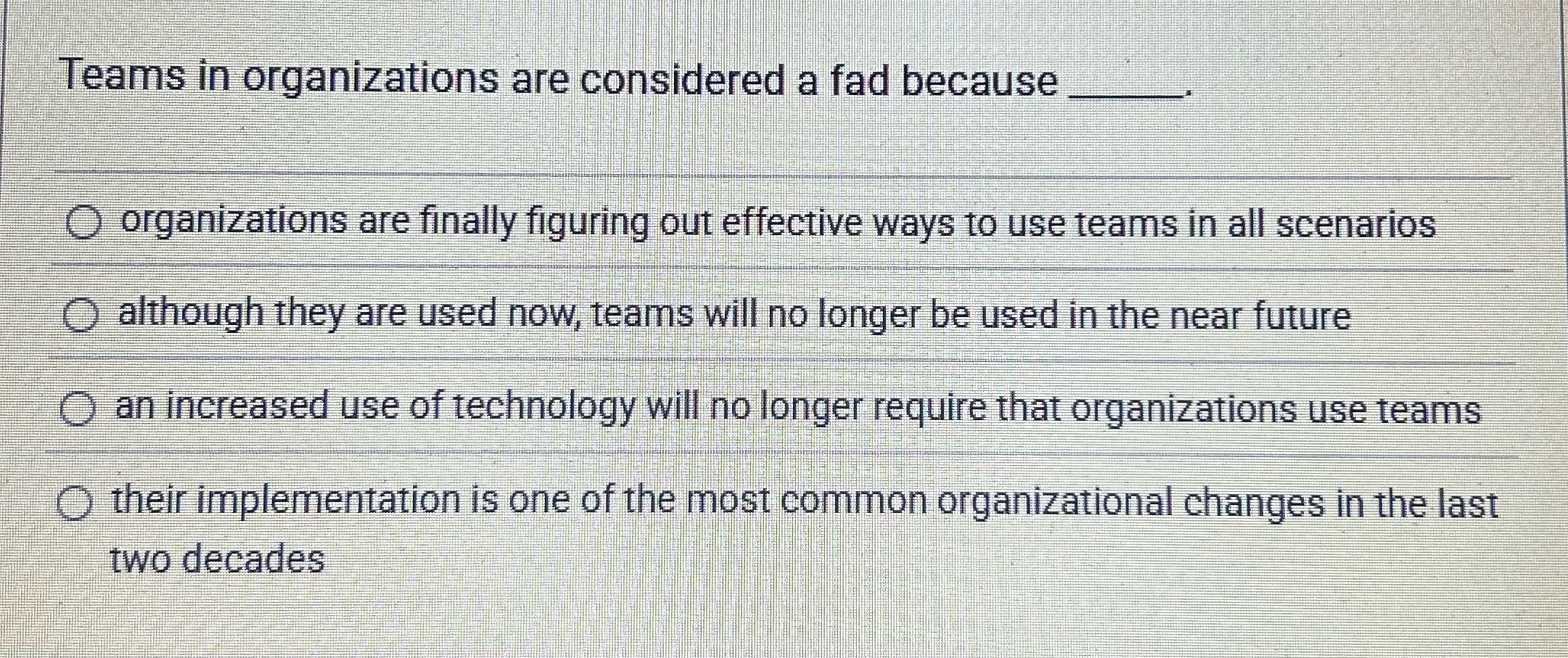 Answer from chapter 2 of group dynamics for teams
