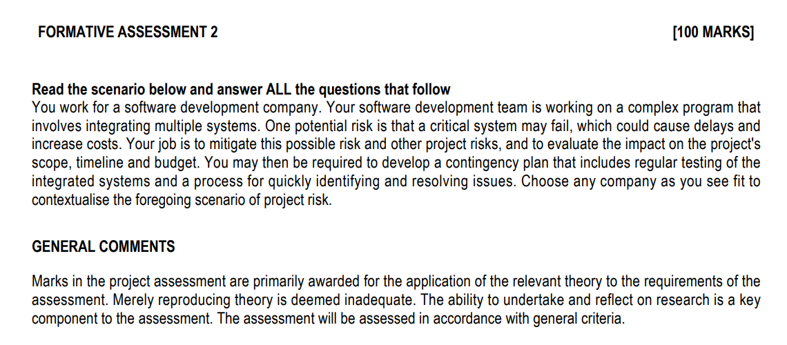 QUESTION 1 (20 Marks) Risk management is about