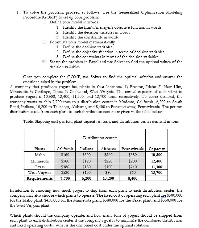 1. To solve the problem, proceed as follows: Use