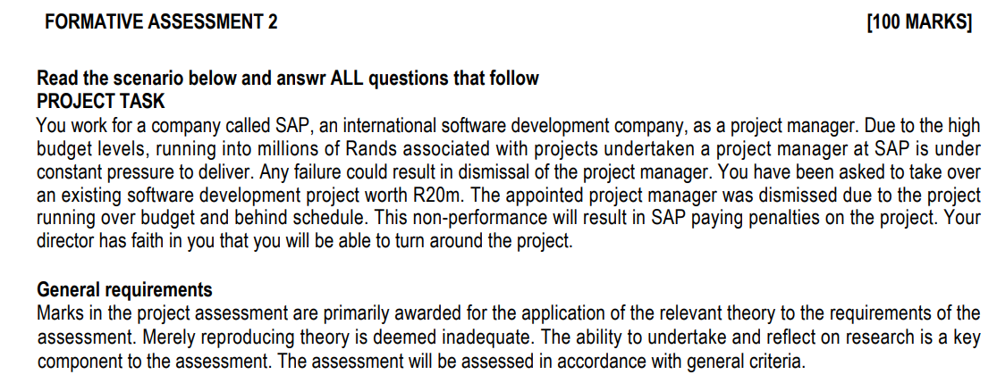 Question 4 (20 Marks) The Control Scope process
