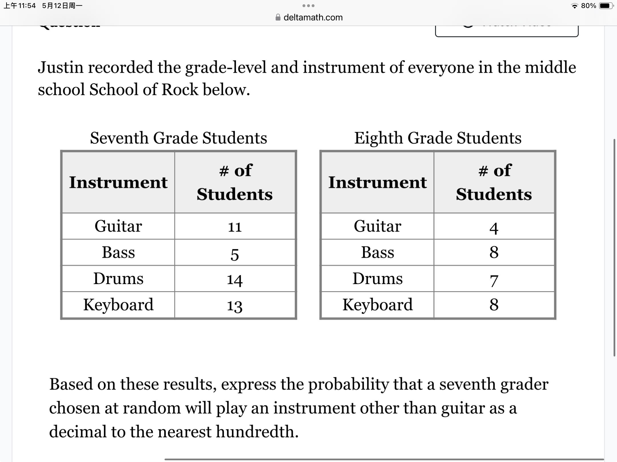 Do it 1411:54 58128 8- . . . 80% deltamath.com