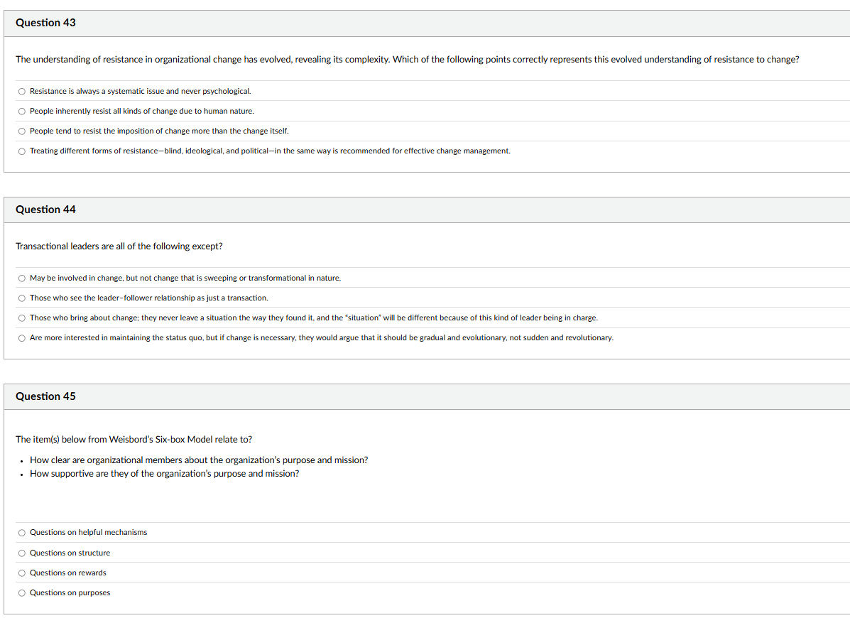 Question 31 3 pts In the Burke-Litwin Model,