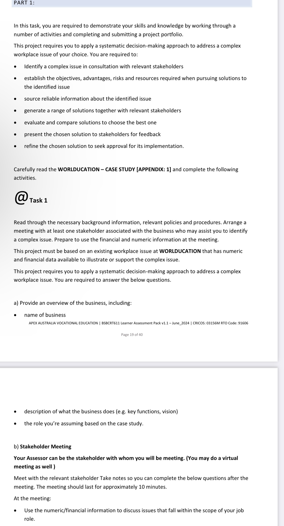 Please help me with BSBCTR611 PART 1: In this