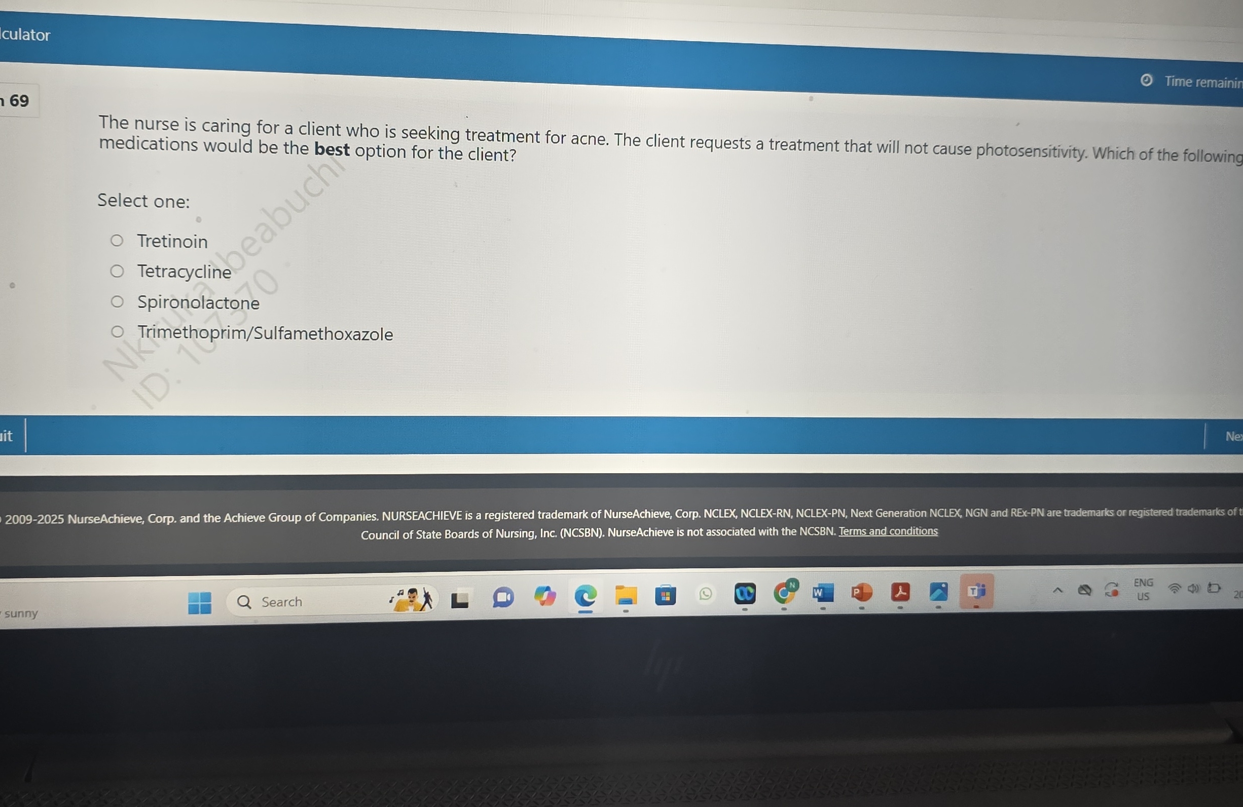 j culator Time remaini 169 The nurse is caring