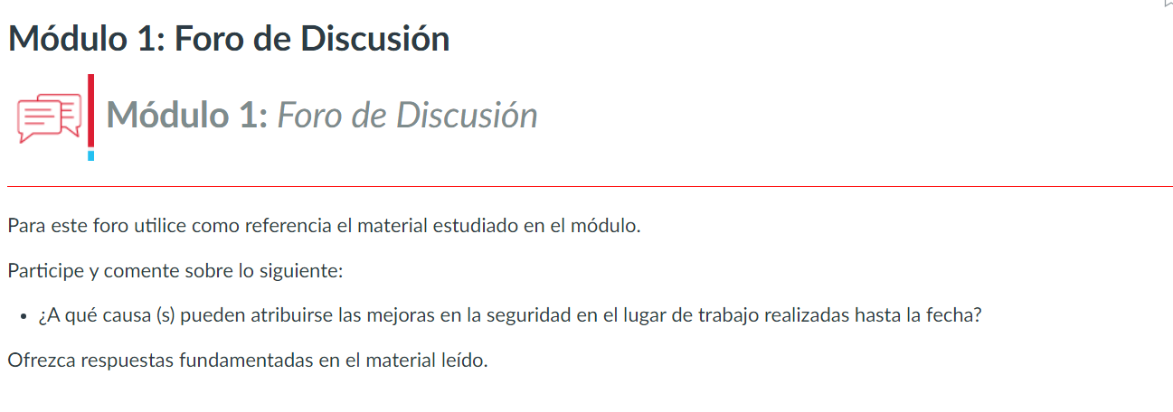 HURM 330 Modulo 1: Foro de Discusion Modulo 1:
