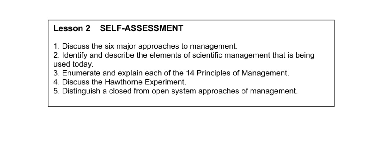 Lesson2 SELF-ASSESSMENT 1. Discuss the six major