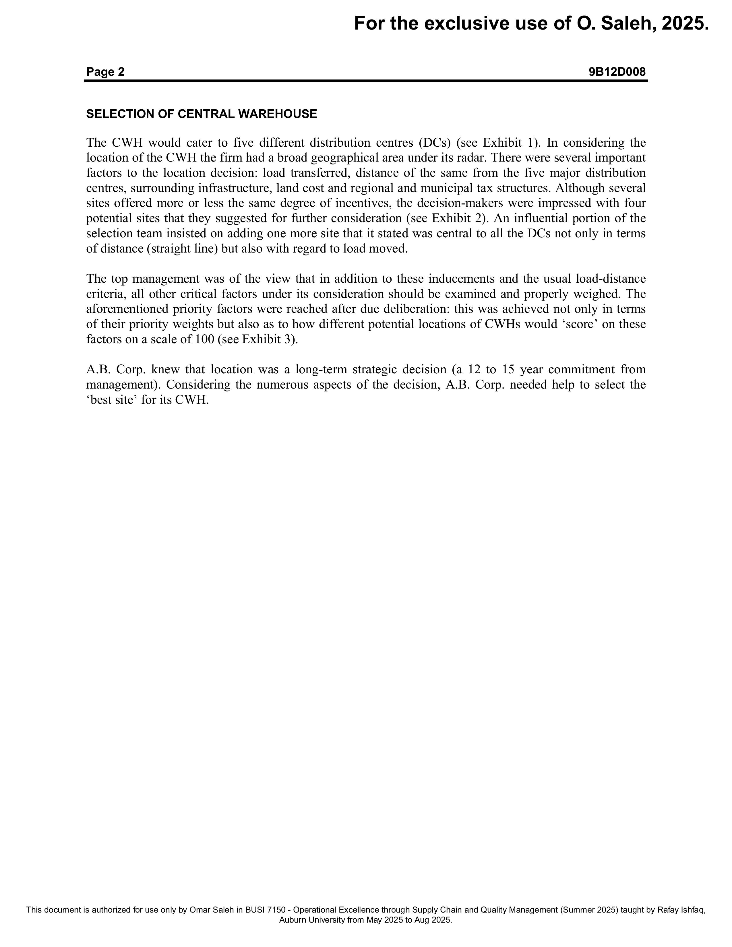 Case Synopsis: Your mission is to help A.B. Corp.