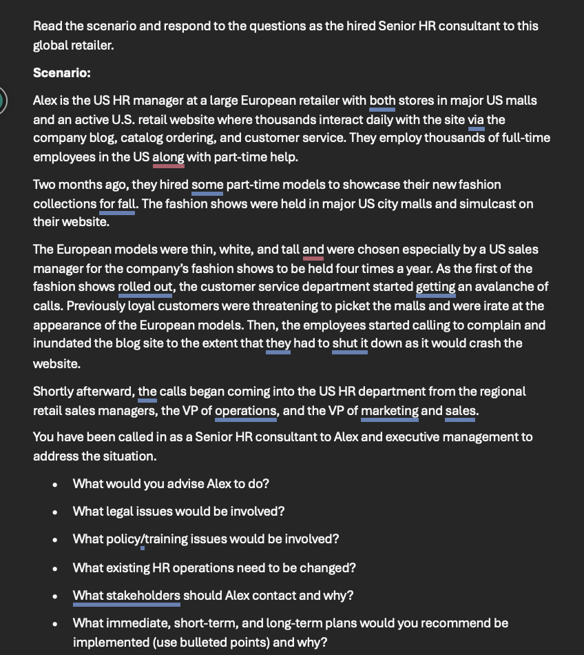 please read and answer questions and use three