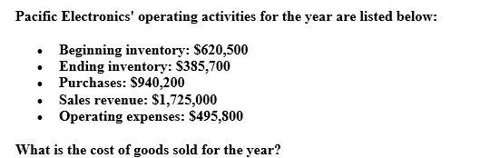 General accounting Pacific Electronics' operating