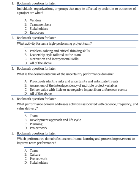 6. Bookmark question for laterIndividuals,
