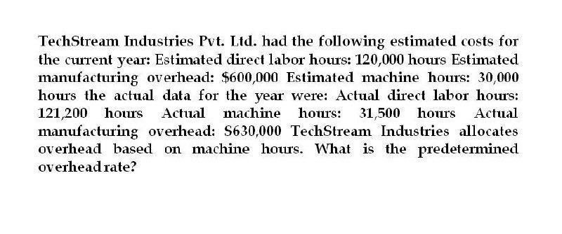None TechStream Industries Pvt. Ltd. had the