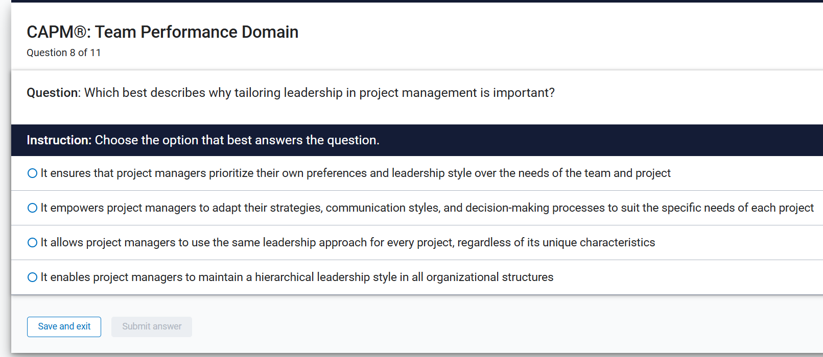 Regarding CAPM project management, select best