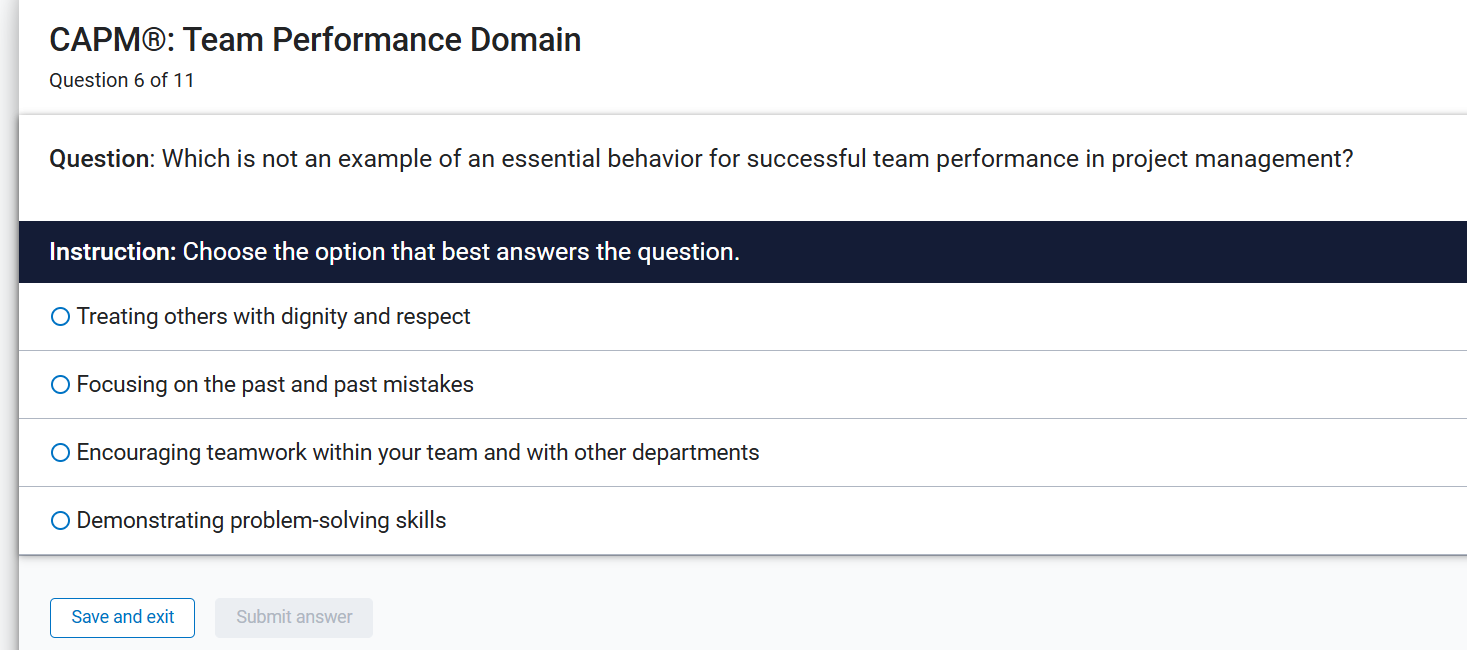 Regarding CAPM project management, select best