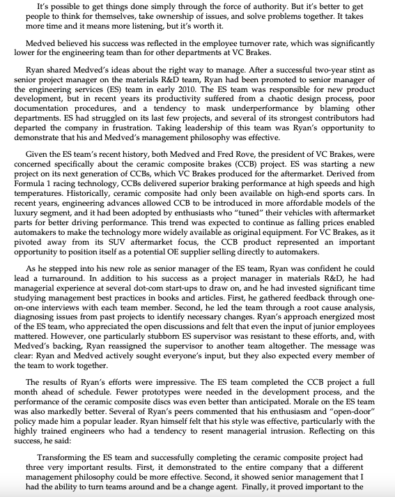 Case Analysis on Andrew Ryan at VC Brakes Problem
