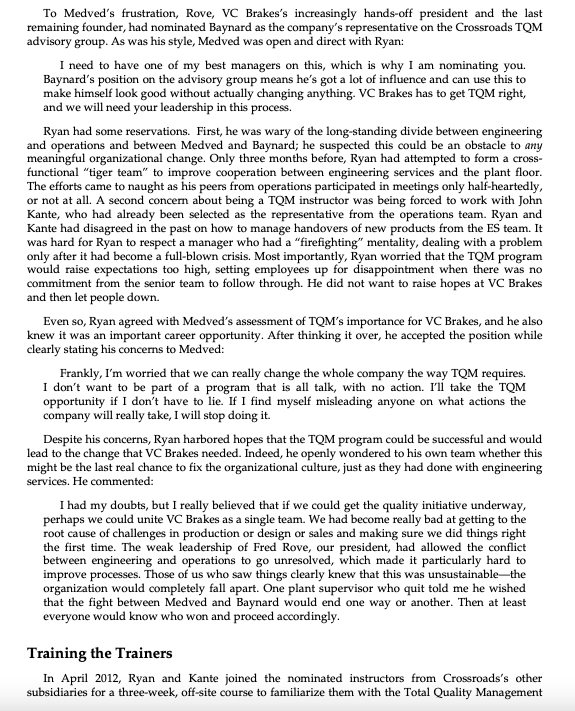 Case Analysis on Andrew Ryan at VC Brakes Problem