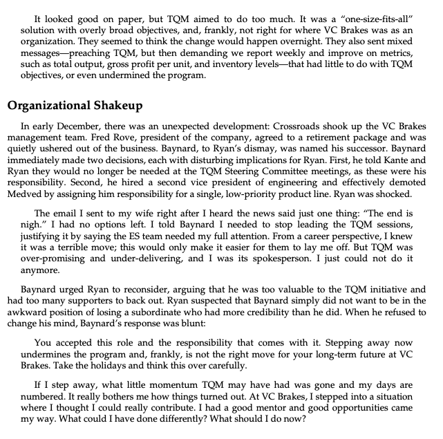 Case Analysis on Andrew Ryan at VC Brakes Problem