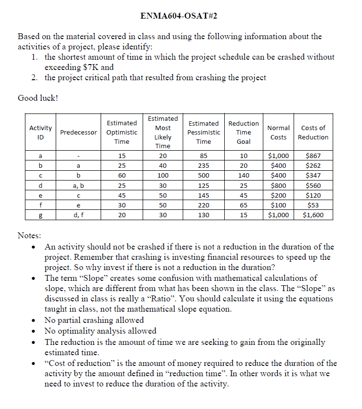 ENMA604-OSAT#2 Based on the material covered in