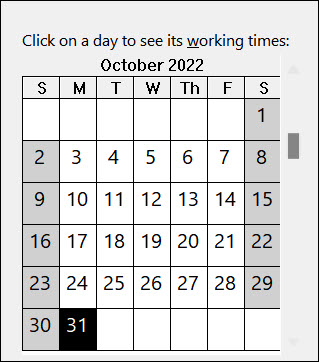 The image below shows Project's Standard calendar. What do the days in