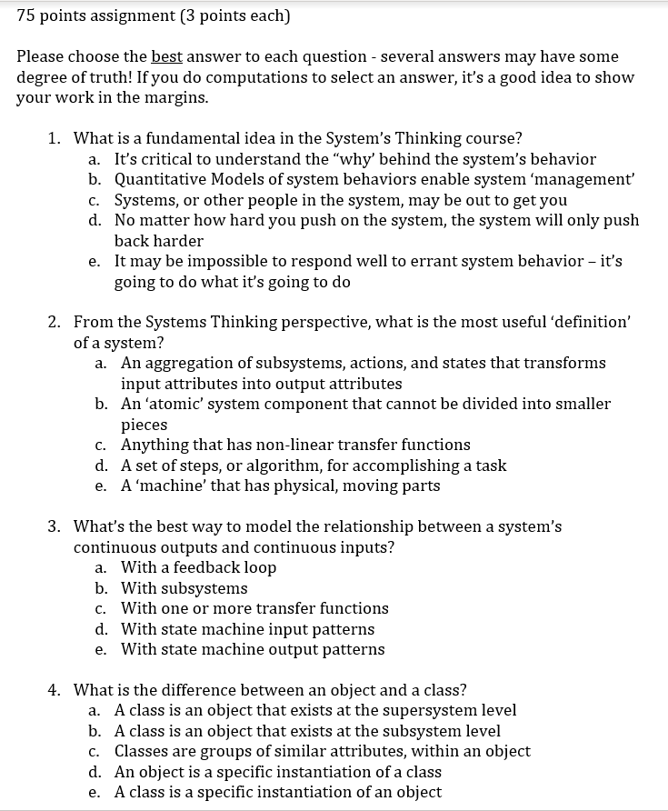 75 points assignment (3 points each) Please