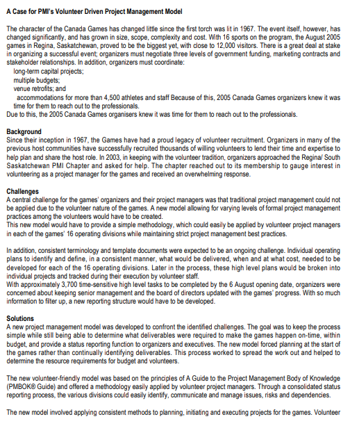 A Case for PMI's Volunteer Driven Project