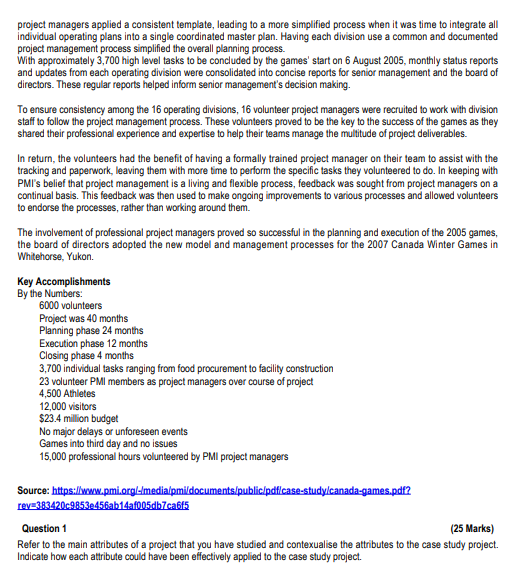 The 2005 Canada Games: A Case for PMI's Volunteer