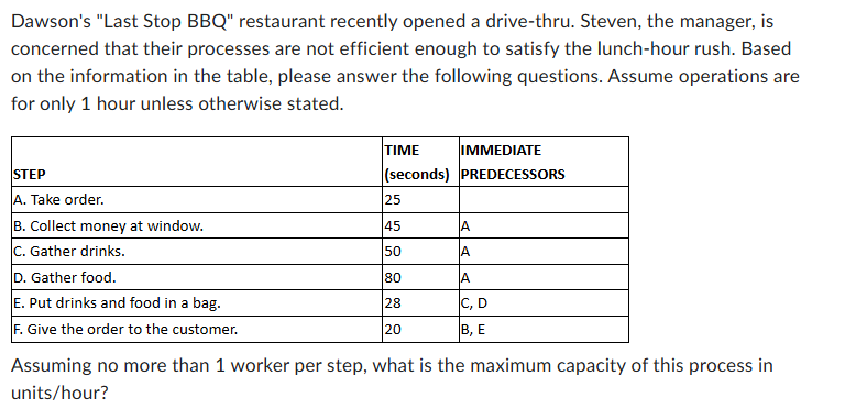 Assuming no more than 1 worker per step, what is