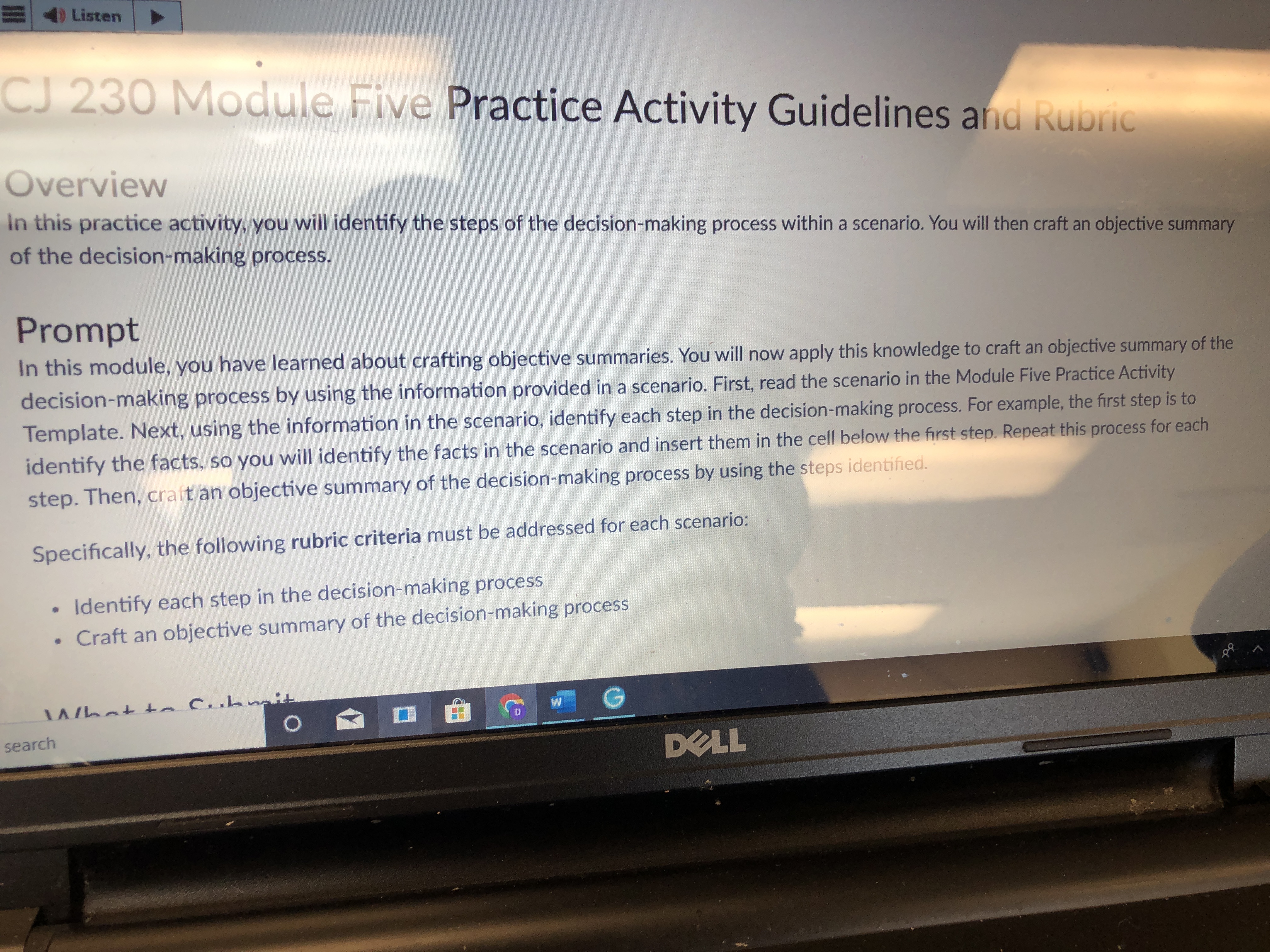 Listen CJ 230 Module Five Practice Activity