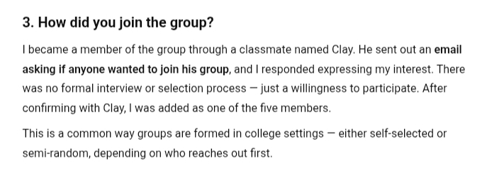 Describe the group you are going to use to