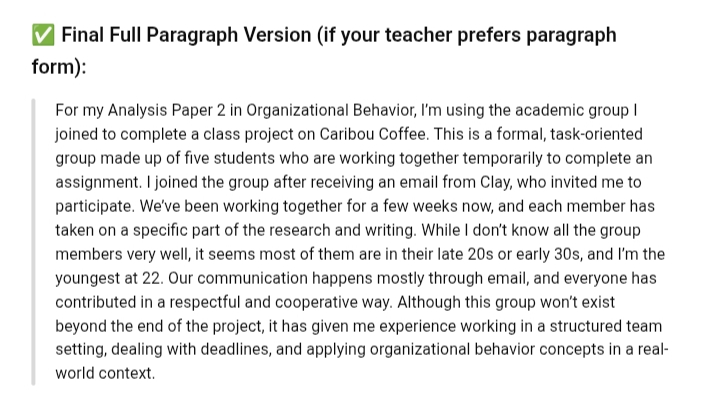 Describe the group you are going to use to