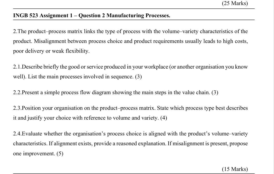 (25 Marks) INGB 523 Assignment | Question 2